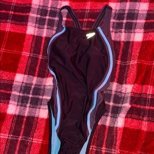 black and blue one piece swimsuit